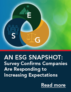 AN ESG SNAPSHOT:
Survey Confirms Companies Are Responding to 
Increasing Expectations